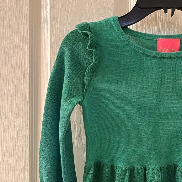 Lilly Pulitzer Caila Sweater Dress Botanical Green Metallic Girls S (4-5) NWT - Picture 5 of 11
